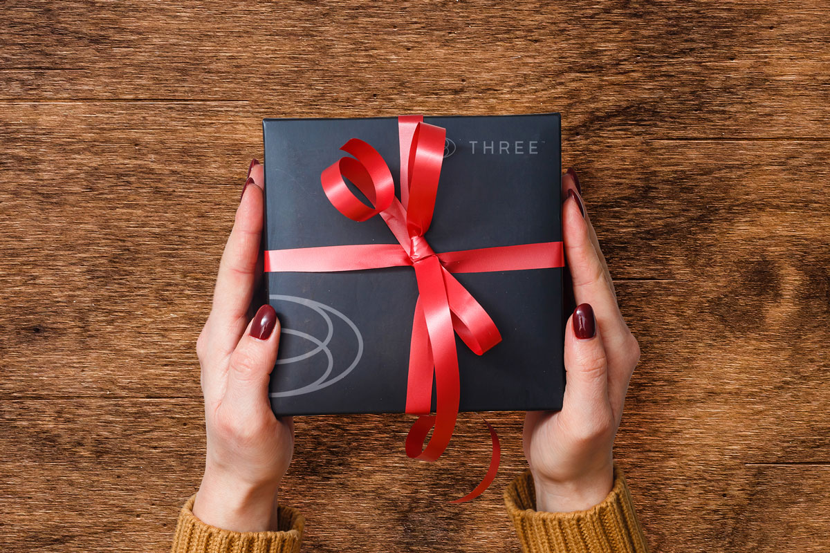 a gift box by THREE earth supplements